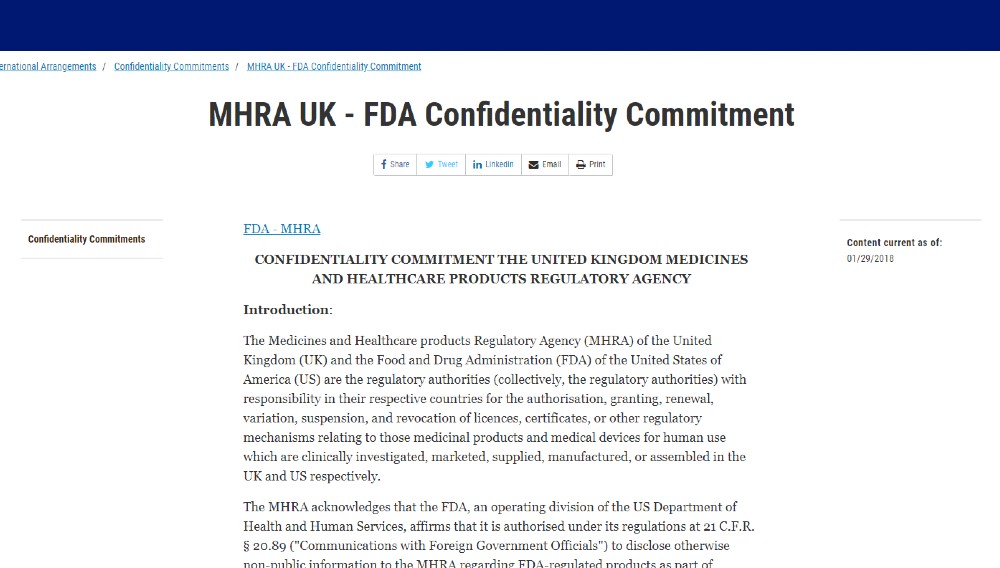 14E) U.S.A.  FDA CONFIDENTIALITY COMMITMENT TO THE U.K. MHRA