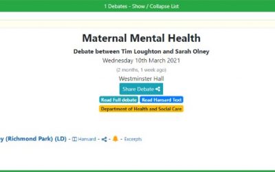 Maternal Mental Health Parliamentary debate