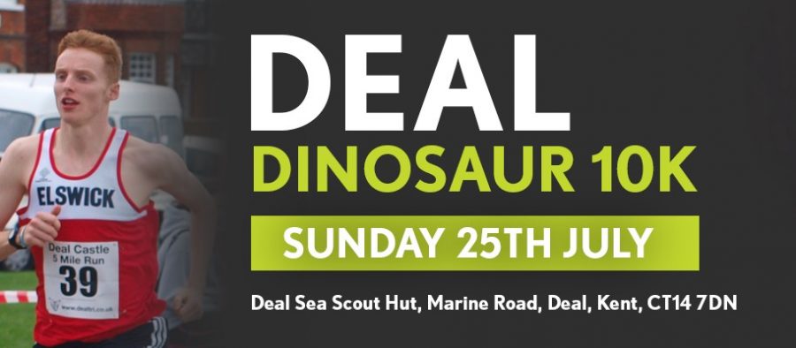 Deal Dinosaur 10k race (6.6miles) at Deal Carnival and Regatta 25th July 2021, 10am start.