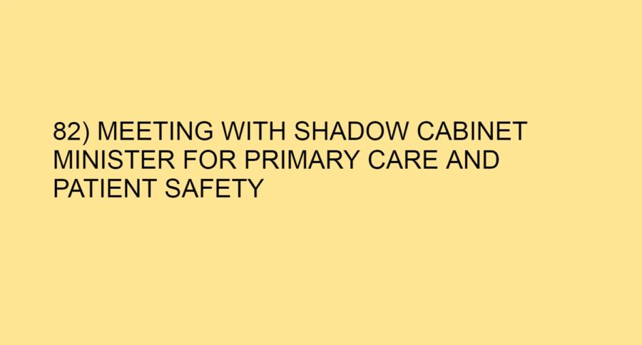 82) MEETING WITH SHADOW CABINET MINISTER FOR PRIMARY CARE AND PATIENT SAFETY